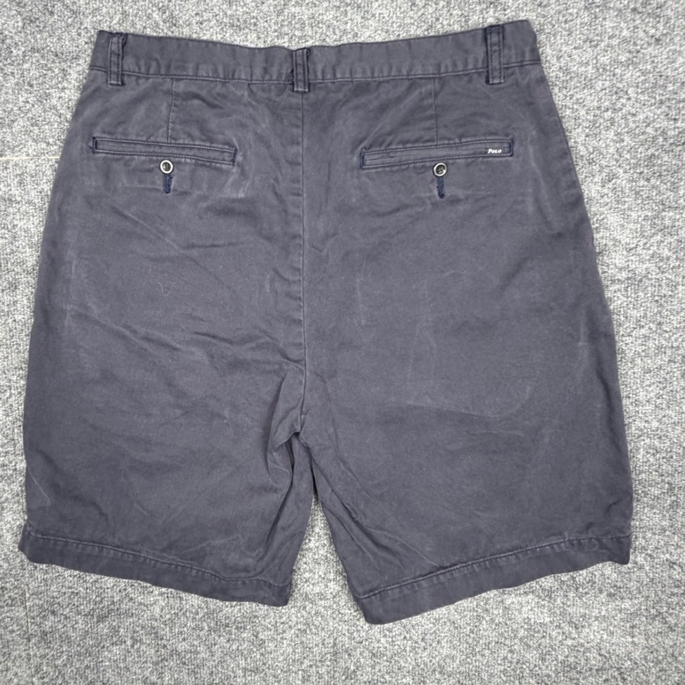 Polo Ralph Lauren Mens Navy Blue Cotton Chino Shorts Size 32 Flat Front Casual - Picture 2 of 7